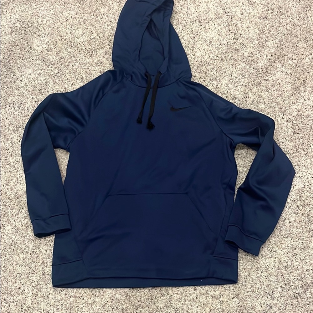 Navy Blue Nike Dri-Fit Hoodie with Black Logo large